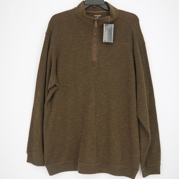 Roundtree & Yorke Brown Zip Up Sweater - Picture 1 of 8